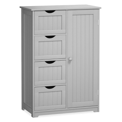 Costway Wooden 4 Drawer Bathroom Cabinet Storage Cupboard 2 Shelves Free Standing 1 Costway Wooden 4 Drawer Bathroom Cabinet Storage Cupboard 2 Shelves Free Standing