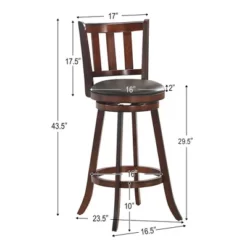 Costway Set Of 4 29.5'' Swivel Bar Stool Leather Padded Dining Kitchen Pub Bistro Chair Low Back