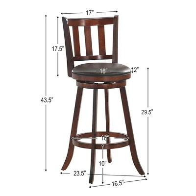 Costway Set Of 4 29.5'' Swivel Bar Stool Leather Padded Dining Kitchen Pub Bistro Chair Low Back 1 Costway Set Of 4 29.5'' Swivel Bar Stool Leather Padded Dining Kitchen Pub Bistro Chair Low Back