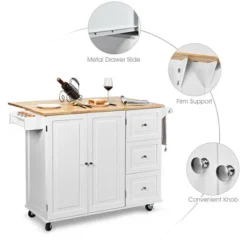 Costway Drop-Leaf Kitchen Island Trolley Cart Wood Storage Cabinet W/ Spice Rack White 16 Costway Drop-Leaf Kitchen Island Trolley Cart Wood Storage Cabinet W/ Spice Rack White -Costway GUEST fa937470 6812 4d9f bace 97cfa6a7d01c