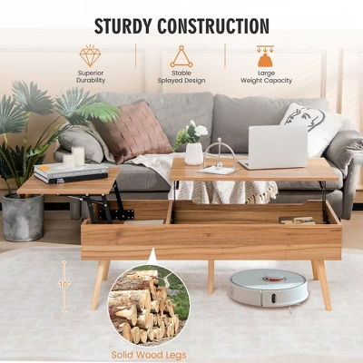 Costway 47'' Lift Top Coffee Table Central Table With Hidden Compartments For Living Room 5 Costway 47'' Lift Top Coffee Table Central Table With Hidden Compartments For Living Room - Image 5