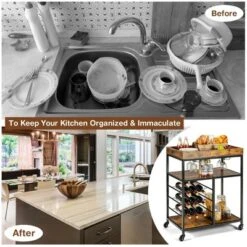 Costway 3-Tier Rolling Kitchen Cart Utility Trolley W/ Wine Bottle Rack 13 Costway 3-Tier Rolling Kitchen Cart Utility Trolley W/ Wine Bottle Rack -Costway GUEST faacce95 2d28 4558 ad23 606576f6654b