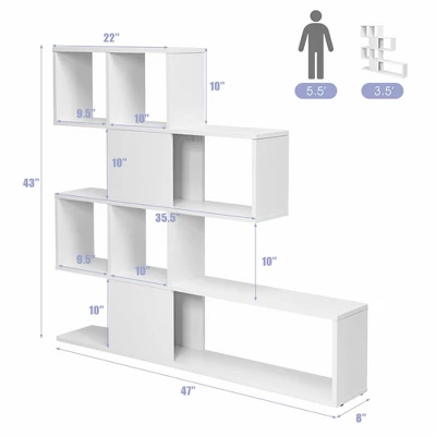 Costway 5-Tier Bookshelf Corner Ladder Bookcase Display Storage Rack White 1 Costway 5-Tier Bookshelf Corner Ladder Bookcase Display Storage Rack White
