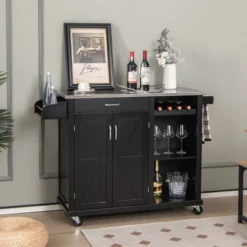 Costway Kitchen Island Cart Rolling Utility Trolley Stainless Steel Top Wine Rack -Costway GUEST faea066d d095 4f77 a58c 52a44eec2cc6
