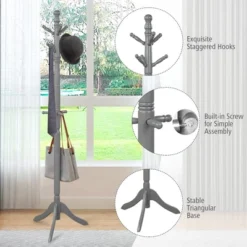 Costway Coat Rack Wooden Hall Tree 2 Adjustable Height W/ 9 Hooks WalnutBlack Grey 17 Costway Coat Rack Wooden Hall Tree 2 Adjustable Height W/ 9 Hooks WalnutBlack Grey -Costway GUEST faf3bc1c 4a0e 4a13 bc9a 56da6e85d575