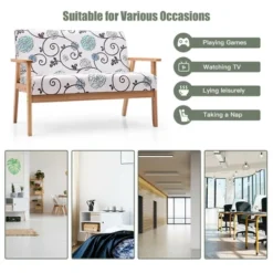 Costway Modern Fabric Loveseat Sofa Couch Upholstered 2-Seat Wood Armchair 17 Costway Modern Fabric Loveseat Sofa Couch Upholstered 2-Seat Wood Armchair -Costway GUEST faf8af2d e2f2 4652 901d 5a6bf699adb7