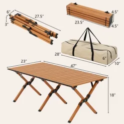 Costway Folding Aluminum Camping Table With Carry Bag Roll-Up Picnic Table With Wood Grain 16 Costway Folding Aluminum Camping Table With Carry Bag Roll-Up Picnic Table With Wood Grain -Costway GUEST fb92db5e 8121 4804 b2d3 7dfc0b87c9fb