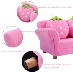 Costway Kids Sofa Strawberry Armrest Chair Lounge Couch W/2 Pillow Children Toddler Pink -Costway GUEST fbc29bdf 7baa 4d65 b305 8a5a48c3b45e