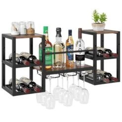 Costway 3-Tier Wall Mounted Wine Rack With Glass Holder Open Shelf Wine Storage Rack Brown 19 Costway 3-Tier Wall Mounted Wine Rack With Glass Holder Open Shelf Wine Storage Rack Brown -Costway GUEST fbcc2405 8a8c 4df6 acd0 e3f71c3731a4