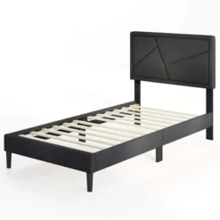 Costway Twin/Full/Queen Size Bed Frame With High Headboard & Wooden Slats No Box Spring Needed