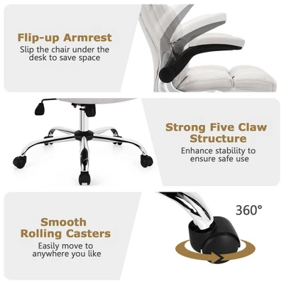 Costway High Back Big & Tall Office Chair Adjustable Swivel W/Flip-up Arm 9 Costway High Back Big & Tall Office Chair Adjustable Swivel W/Flip-up Arm - Image 9