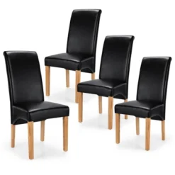 Set Of 4 Dining Chairs Upholstered Padded Side Chairs W/ Rubber Wood Legs BlackBeige 21 Set Of 4 Dining Chairs Upholstered Padded Side Chairs W/ Rubber Wood Legs BlackBeige -Costway GUEST fc46c973 ac21 4e15 b210 4051b19b7211