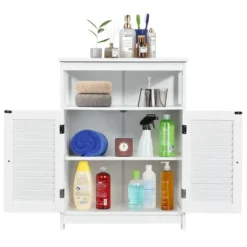 Costway Bathroom Wood Storage Cabinet W/ Double Shutter Door -Costway GUEST fc47815d 8936 4697 81e1 9b9d5a2e60b0