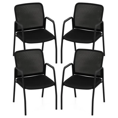 Costway Waiting Room Chair Set Of 2/4/6/8/10/12 Office Guest Chairs With Ergonomic Mesh Backrest Sturdy Arms & Cushioned Seat Black 10 Costway Waiting Room Chair Set Of 2/4/6/8/10/12 Office Guest Chairs With Ergonomic Mesh Backrest Sturdy Arms & Cushioned Seat Black - Image 10