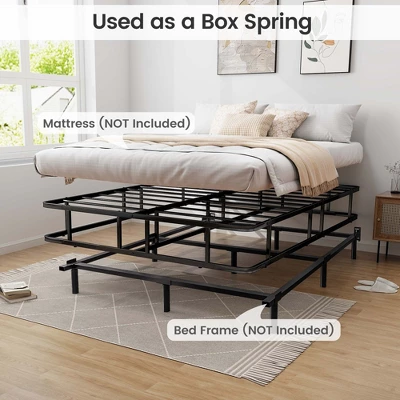 Costway Queen Size Metal Platform Bed Frame Mattress Foundation With Slat Support Black 8 Costway Queen Size Metal Platform Bed Frame Mattress Foundation With Slat Support Black - Image 8