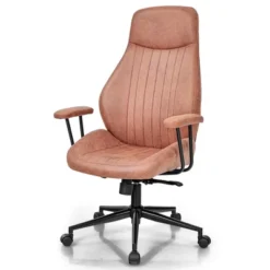 Costway High Back Office Chair Reclining Task Chair Suede Fabric BrownRed -Costway GUEST fd7a38fa eee5 4229 8bc0 a21c2cb8e032