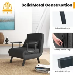 Costway Folding 5 Position Convertible Sleeper Bed Armchair Lounge Couch W/ Pillow -Costway GUEST fd850e0c a788 4549 ad1f 9c29289fc723