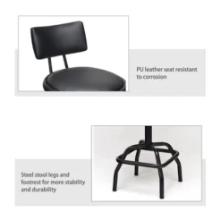 Costway Adjustable Swivel Bar Stool PU Leather Steel Frame Chair W/Backrest&Footrest Low Back 13 Costway Adjustable Swivel Bar Stool PU Leather Steel Frame Chair W/Backrest&Footrest Low Back -Costway GUEST fd92da79 6536 4f6b 944b 1ca7093c13ac