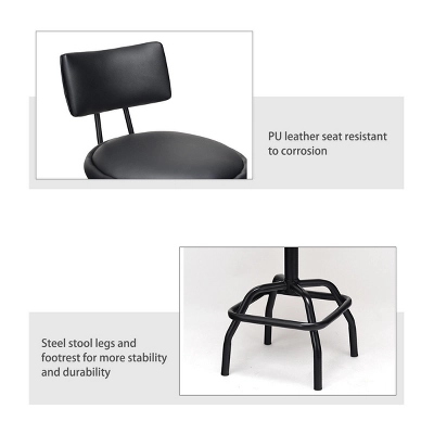 Costway Adjustable Swivel Bar Stool PU Leather Steel Frame Chair W/Backrest&Footrest Low Back 5 Costway Adjustable Swivel Bar Stool PU Leather Steel Frame Chair W/Backrest&Footrest Low Back - Image 5