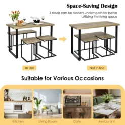 Costway 4-Piece Dining Table Set Industrial Dinette Set Kitchen Table W/Bench & 2 Stools -Costway GUEST fd995b01 87f3 4fdd 8ecb b97c1a337207