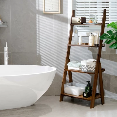 Costway 4 Tiers Bamboo Ladder Shelf Bookcase Storage Organizer Plant Flower Stand 1 Costway 4 Tiers Bamboo Ladder Shelf Bookcase Storage Organizer Plant Flower Stand