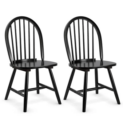 Costway Set Of 2 Vintage Windsor Dining Side Chair Wood Spindleback Kitchen Room BlackWhite 10 Costway Set Of 2 Vintage Windsor Dining Side Chair Wood Spindleback Kitchen Room BlackWhite - Image 10