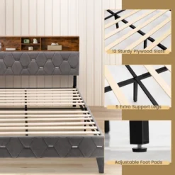 Costway Bed Frame Upholstered Platform Mattress Foundation With Storage Headboard -Costway GUEST fe026c05 9ab8 44d5 ade0 fba8c6335838