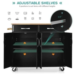 Costway 4-Door Rolling Kitchen Island Cart Buffet Cabinet W/ Towel Racks Drawers WhiteBlack -Costway GUEST fe18de88 28e3 4adb b618 252e947ed838