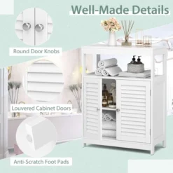 Costway Bathroom Floor Cabinet Free Standing Storage Organizer W/ Double Shutter Doors -Costway GUEST fe398151 d49e 4707 ad2d 7c5d9a33da88