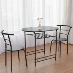 Costway 3 PCS Dining Set Table And 2 Chairs Home Kitchen Breakfast Bistro Pub Furniture Black -Costway GUEST fe9fe242 b1f5 4c3b bd19 62a31ff3bc2e