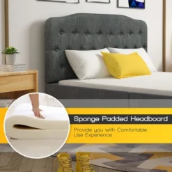 Costway Queen Upholstered Headboard Adjust Button Tufted Faux Linen 15 Costway Queen Upholstered Headboard Adjust Button Tufted Faux Linen -Costway GUEST febec3e3 4b2b 4f35 b62c 211e5ea3db87