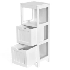 Costway Bathroom Floor Cabinet Side Wooden Storage Organizer W/ Removable Drawers White 12 Costway Bathroom Floor Cabinet Side Wooden Storage Organizer W/ Removable Drawers White -Costway GUEST ff0a82c7 593f 4751 8211 775488b5e39c