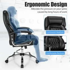 Costway 500LBS Adjustable Office Chair Adjustable Leather Task Chair Black -Costway GUEST ff1a1850 618d 416e a7a1 8e67e3979439