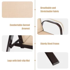 Costway 2PCS Patio Chairs Deck Yard W/Armrest Brown/Beige/Gray -Costway GUEST ff4de508 a840 445c 9aef 59cdd8197b70