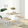 Costway 5pcs Dining Set Compact Dining Table And 4 Stools Metal Frame NatureVintage