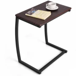 Costway Sofa Side End Table C-shaped Coffee Tray Laptop Snack Stand With Steel Frame -Costway GUEST ff78f141 8080 4618 9031 618c3365a3f8