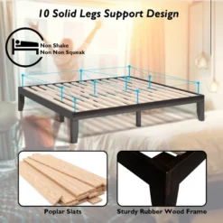 Costway King Size 14'' Wooden Bed Frame Mattress Platform Wood Slats Support EspressoNatural -Costway GUEST ff8ef6ad cadc 45f7 8d88 f8fe01d20a6a