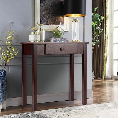 Costway Console Table With Drawer Entryway Hallway Accent Wooden Table Espresso 2 Costway Console Table With Drawer Entryway Hallway Accent Wooden Table Espresso - Image 2