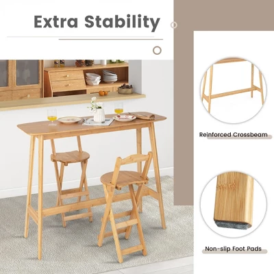 Costway Bamboo Bar Table 48'' High Top Console Dining Pub Table For Narrow Space Natural 8 Costway Bamboo Bar Table 48'' High Top Console Dining Pub Table For Narrow Space Natural - Image 8